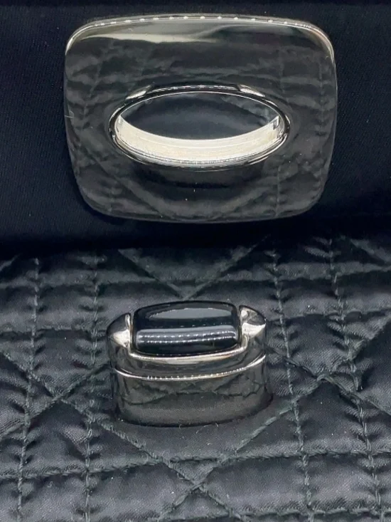 Authentic Christian Dior Cannage Turnlock Black Nylon Chain Handbag W/DB/Charm - Picture 7 of 14